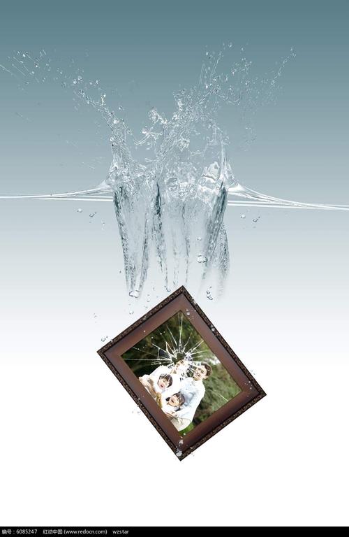 创意相册入水广告背景设计图片